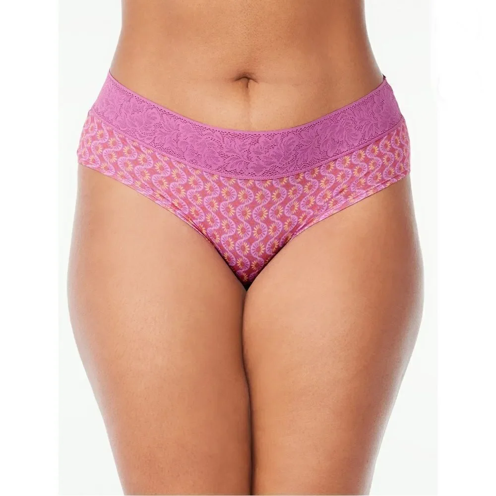 Women's Modal and Lace Hipster Panties Underwear Briefs 2, 3-Packs Size L
